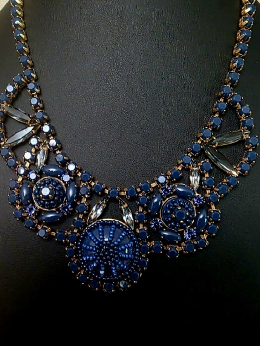 Elegant Blue and Gold Statement Necklace. J CREW label.